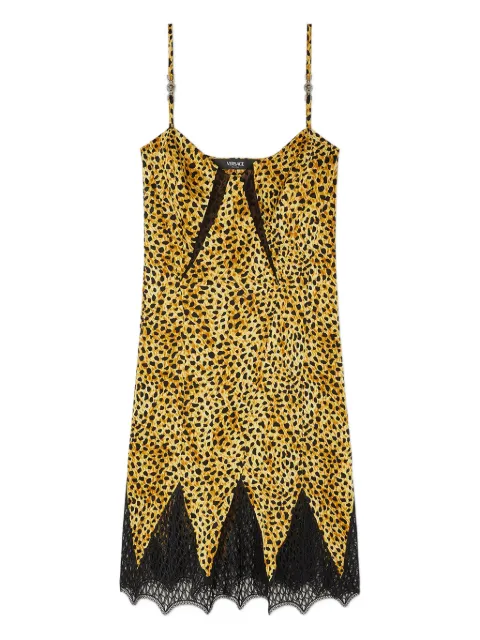 Versace Cheetah allover silk slip dress
