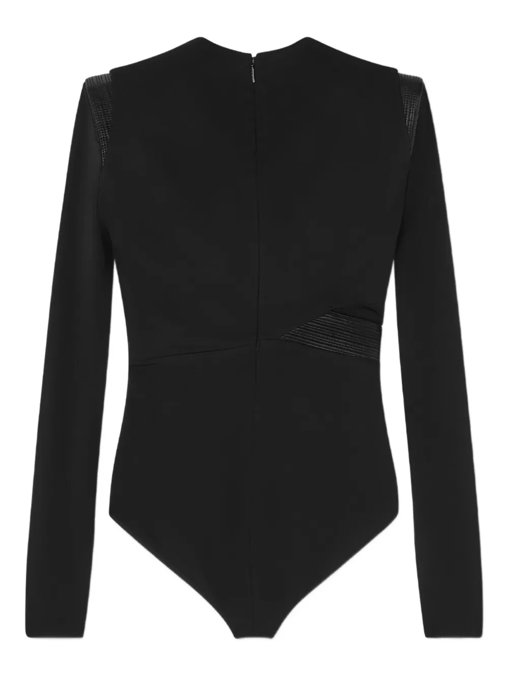 Versace Wikkelblouse met leren afwerking - Zwart