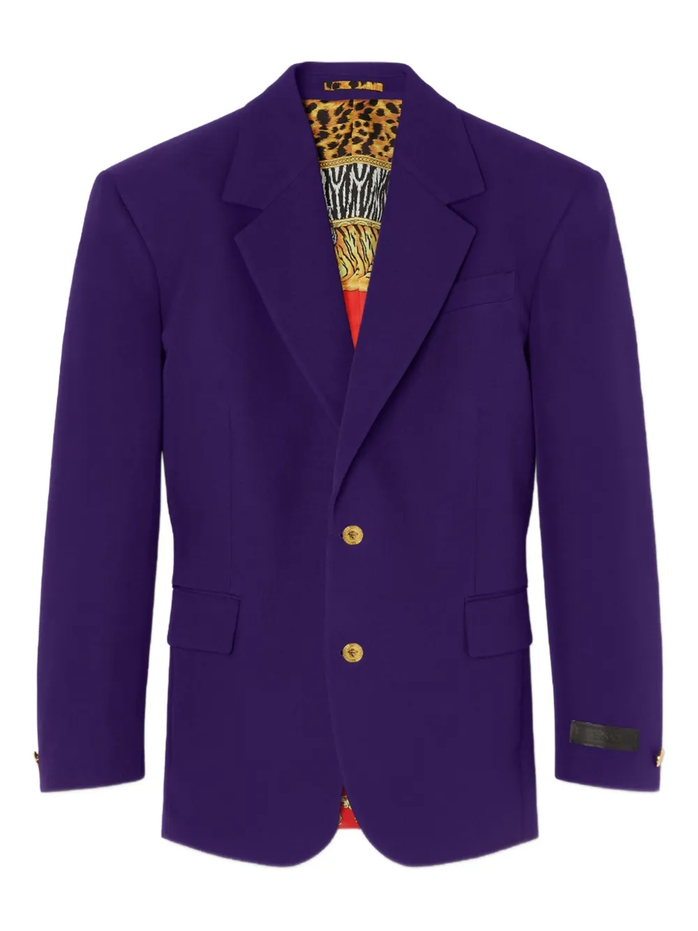 Versace gold-button animal-print lining jacket | Purple | Image 1