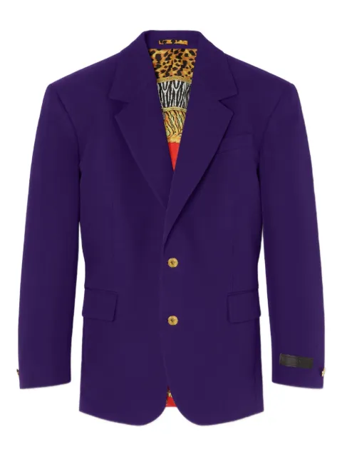 Versace gold-button animal-print lining jacket