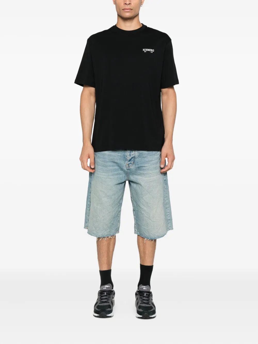 Iceberg Katoenen T-shirt met logoprint - Zwart