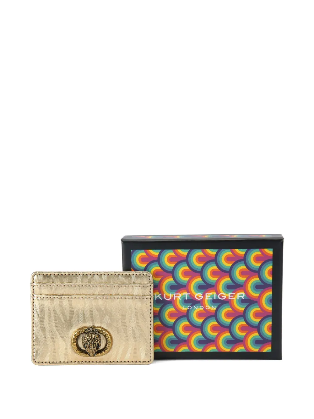 Kurt Geiger London Chelsea eagle-head crystal-embellished card holder Metallic
