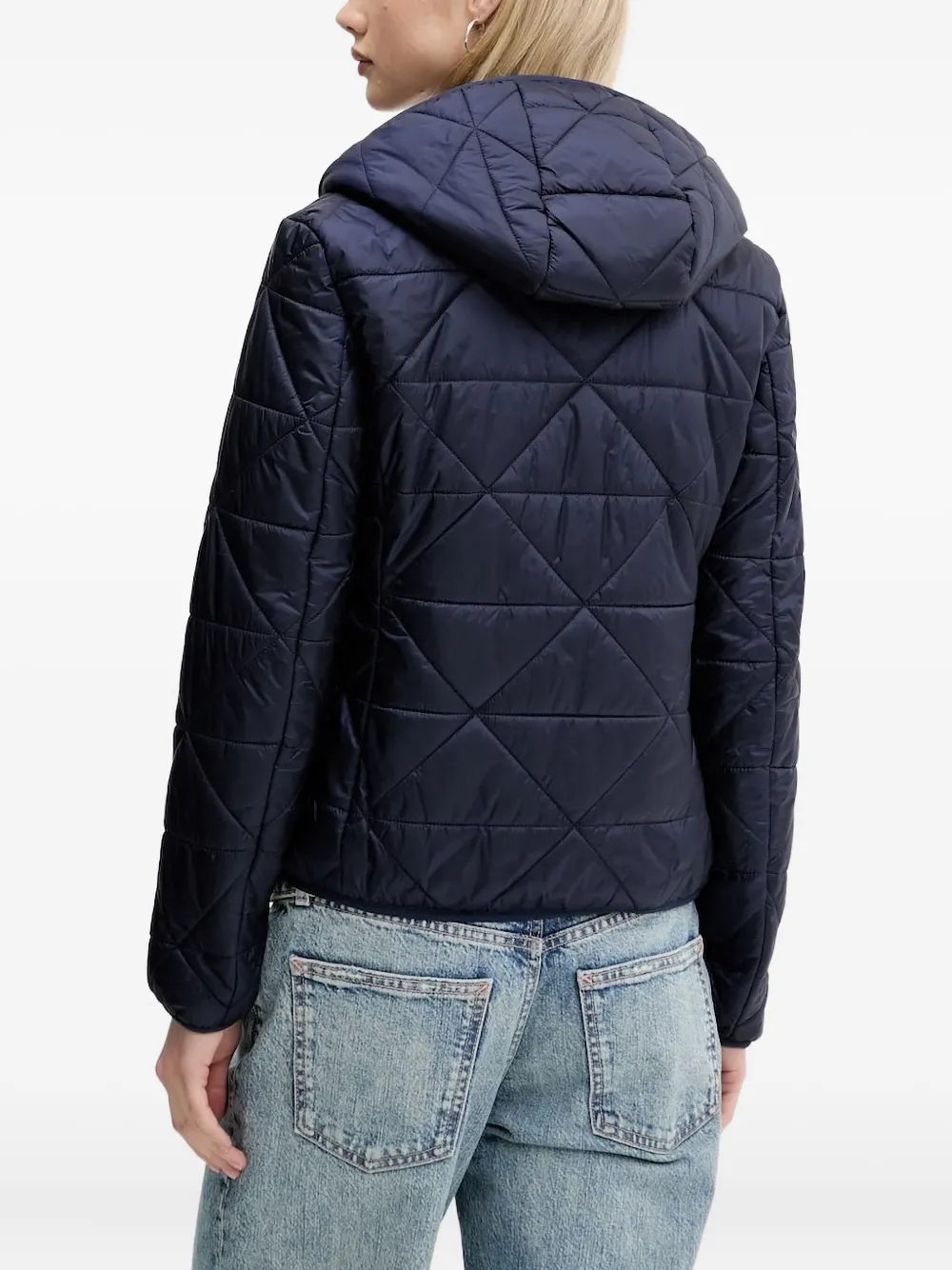 HUGO quilted hooded jacket Blauw