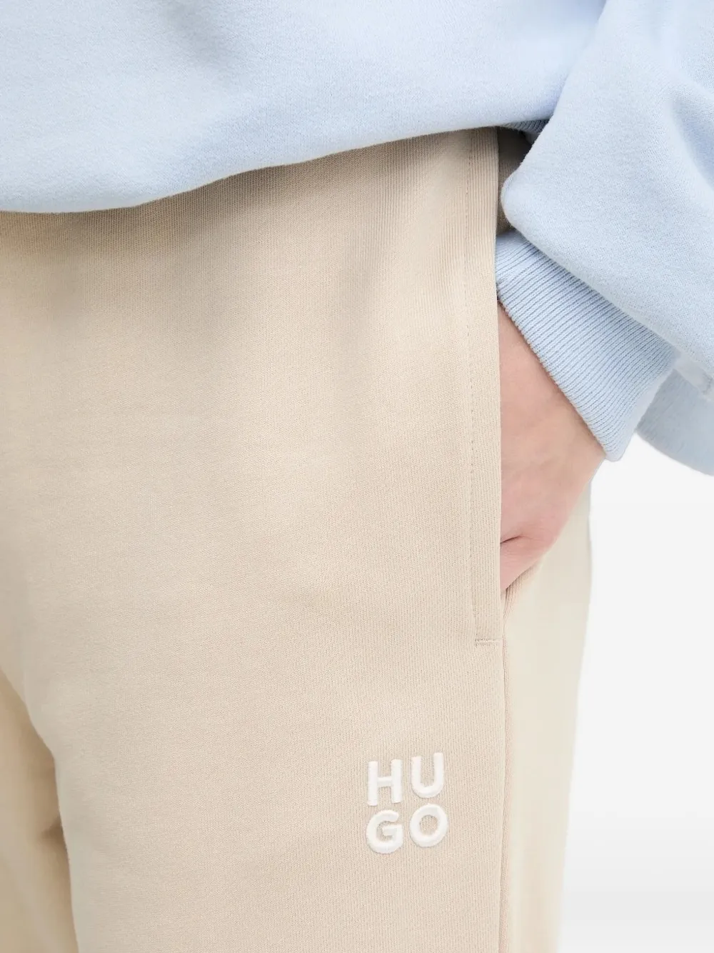 HUGO Joggingbroek met geborduurd logo Beige