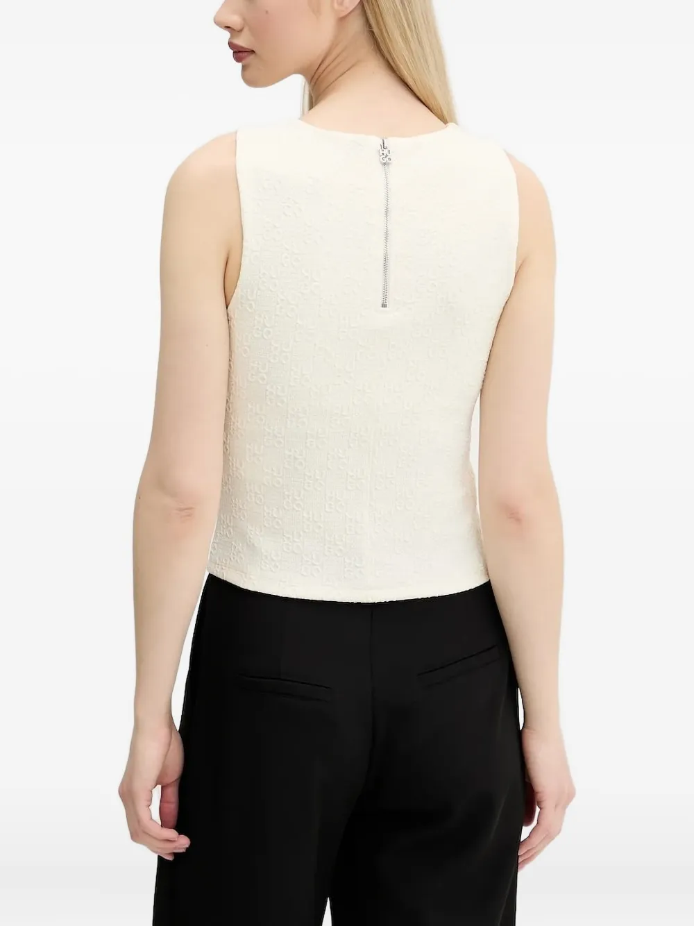 HUGO textured sleeveless tank top Beige