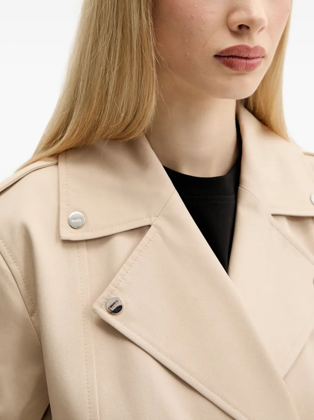 HUGO Jas met ceintuur en rits Beige