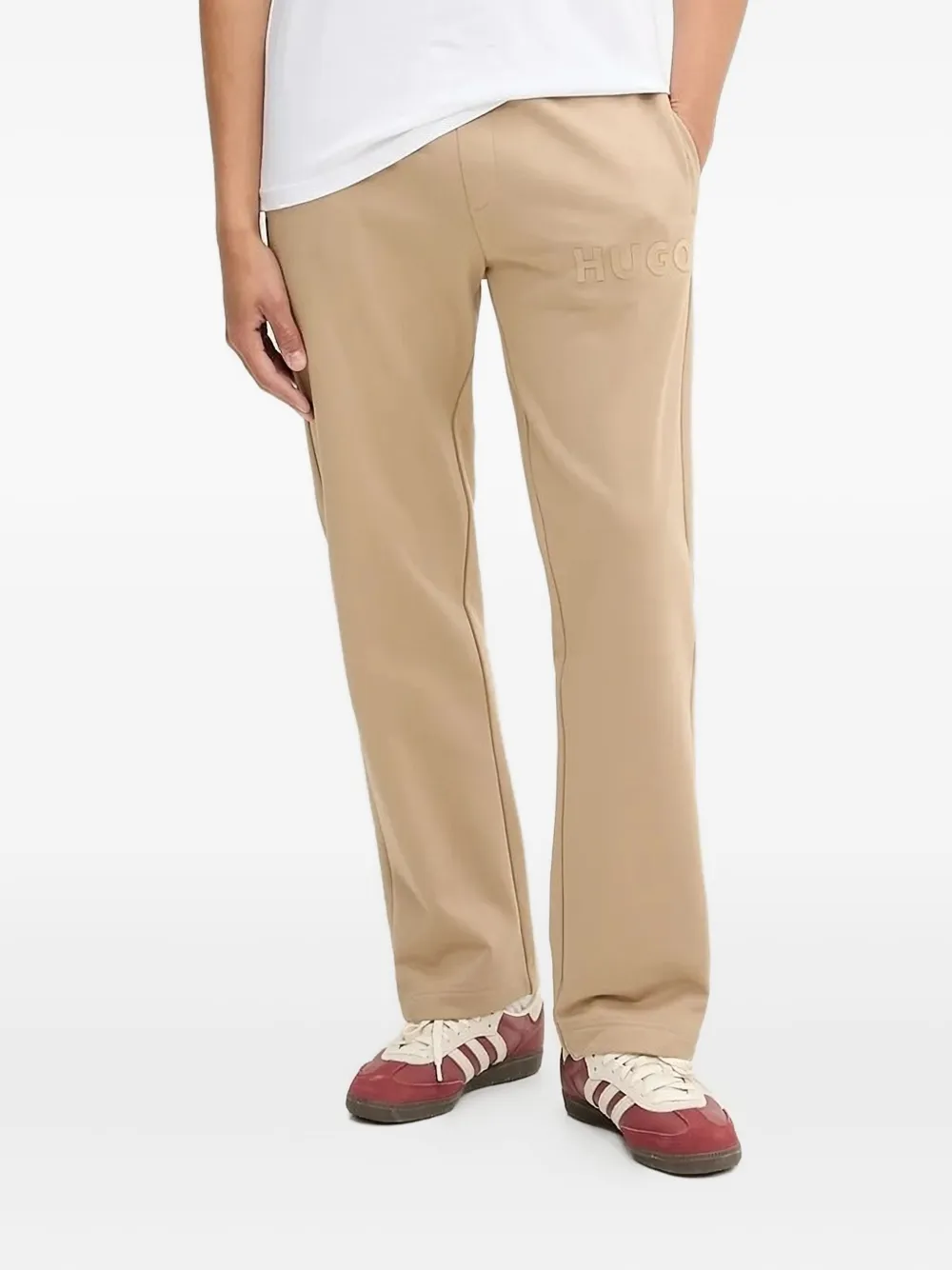 HUGO Trainingsbroek met logopatch Beige
