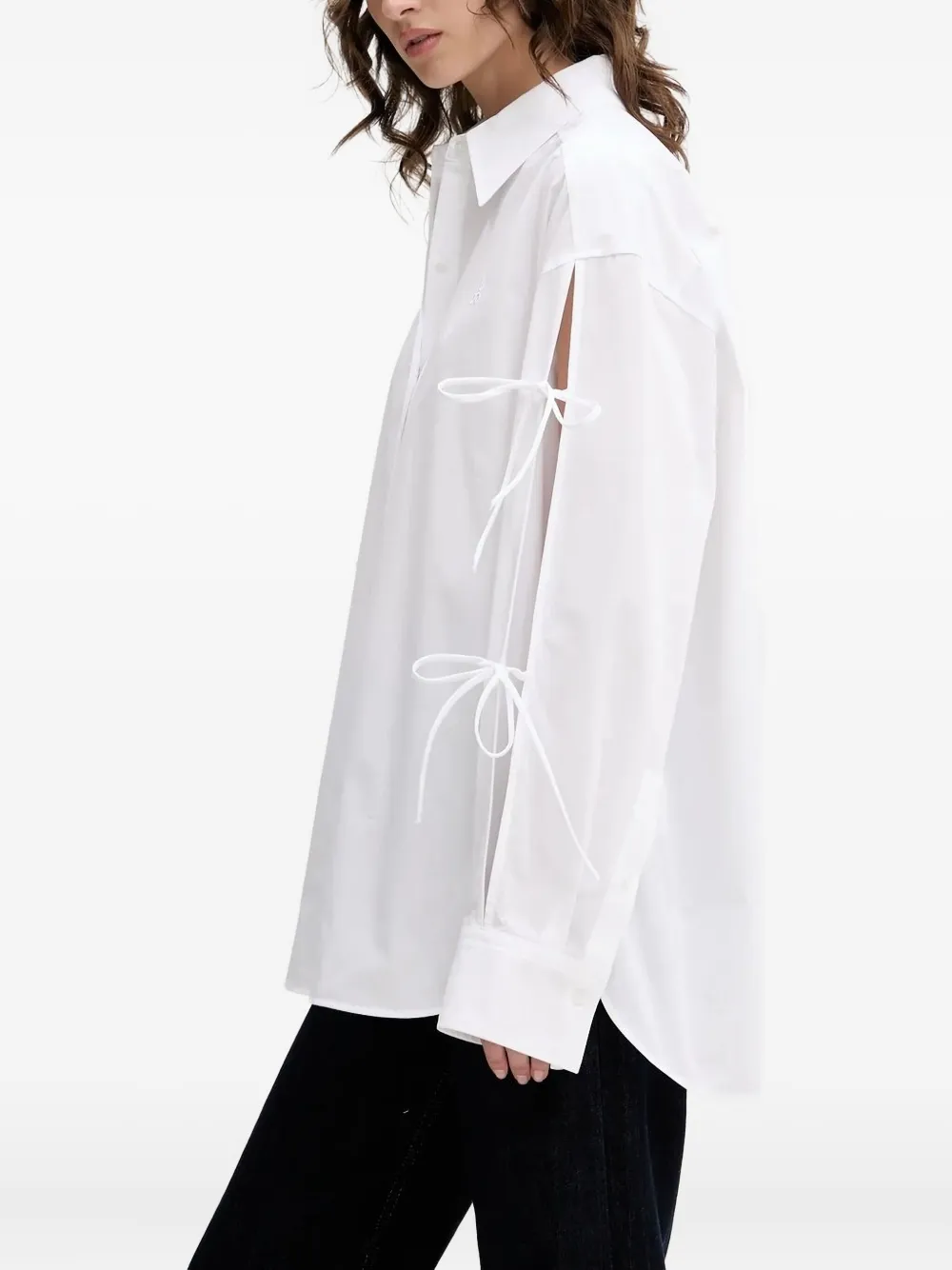 HUGO Blouse met gestrikt detail en split - Wit