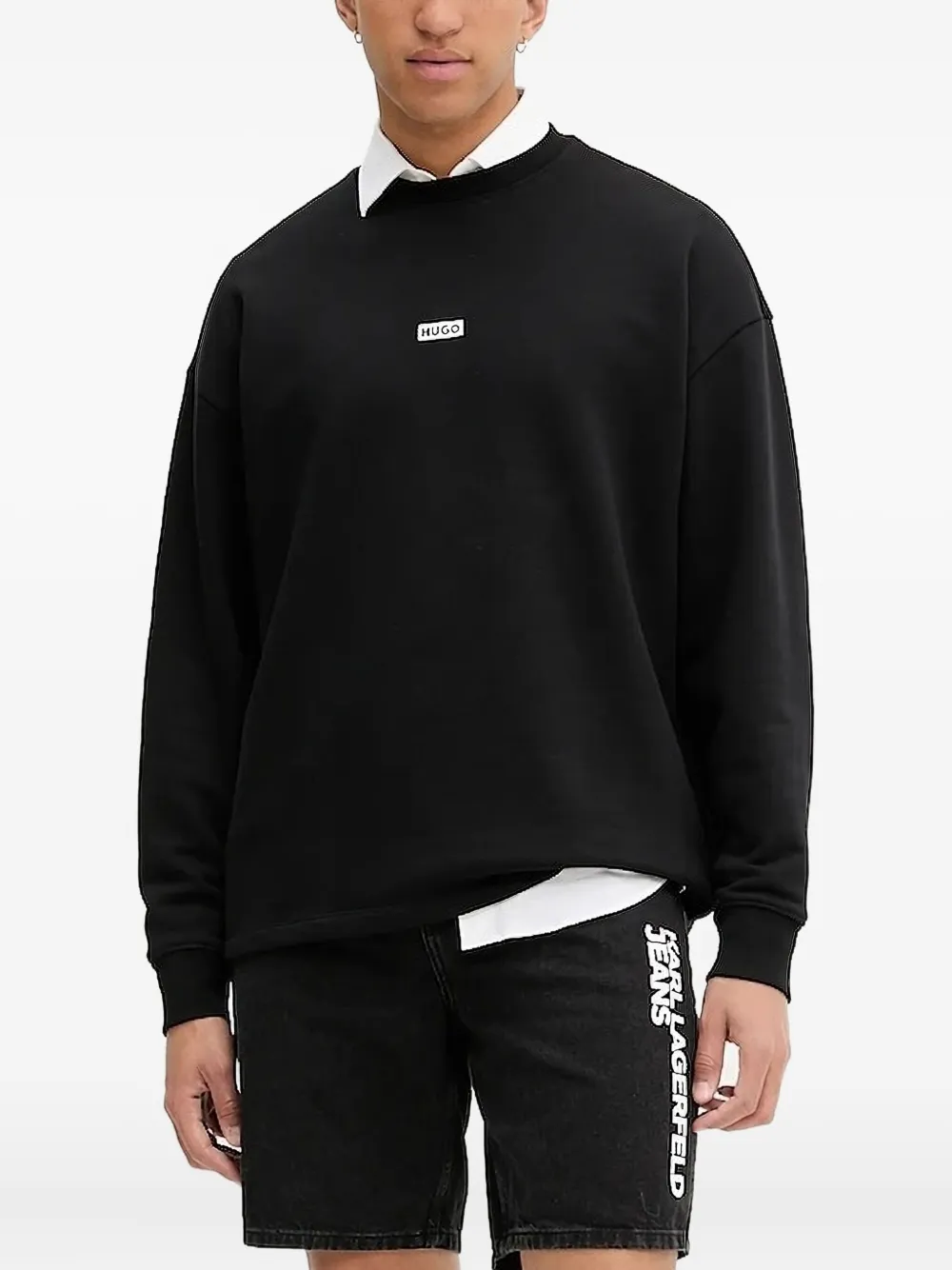 HUGO Sweater met logoprint Zwart