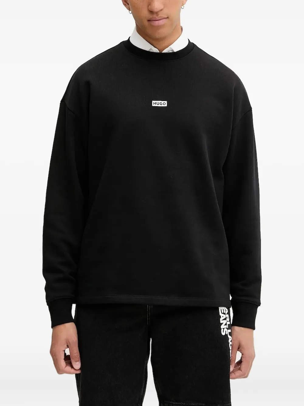 HUGO Sweater met logoprint - Zwart