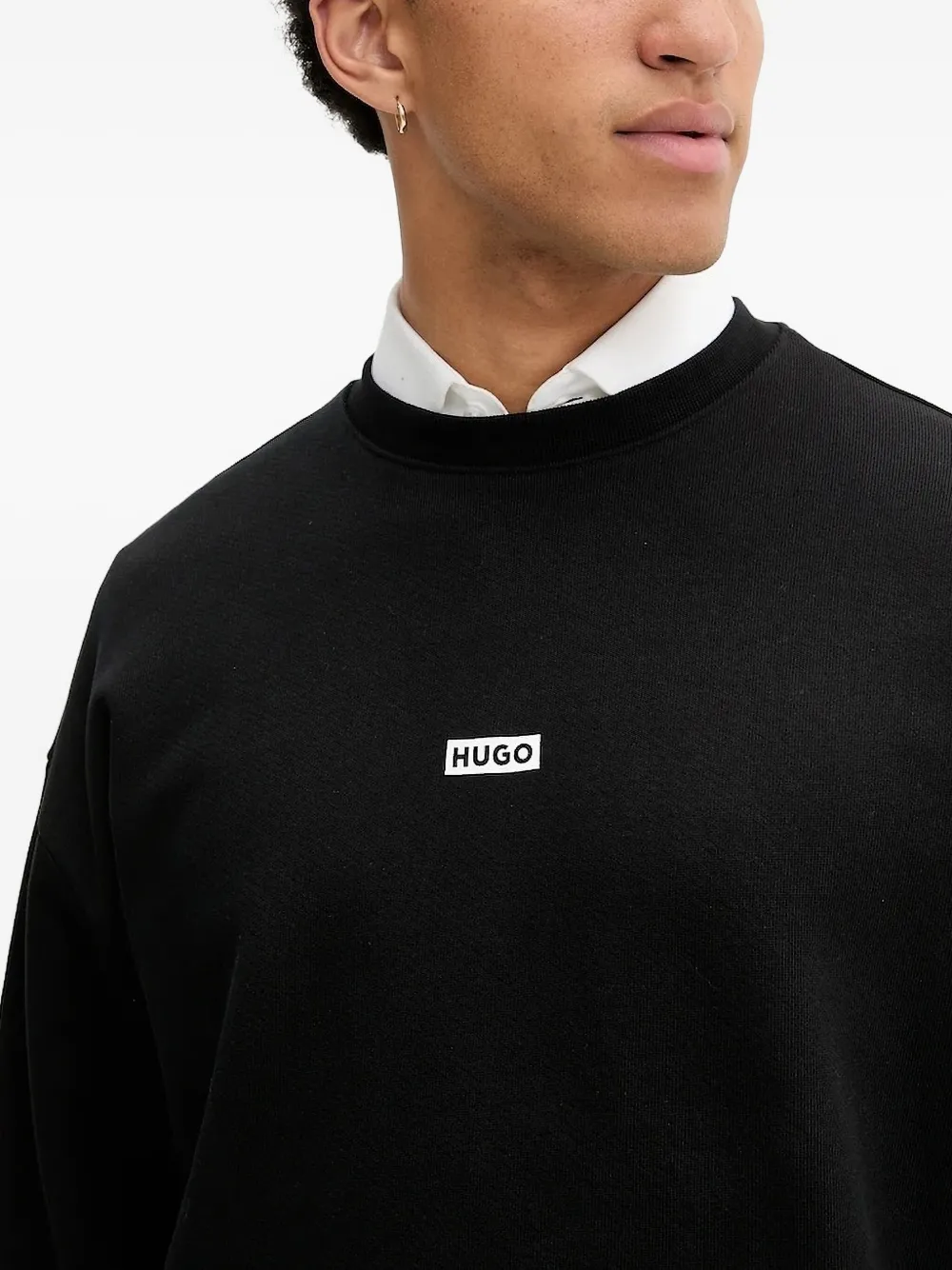 HUGO Sweater met logoprint Zwart