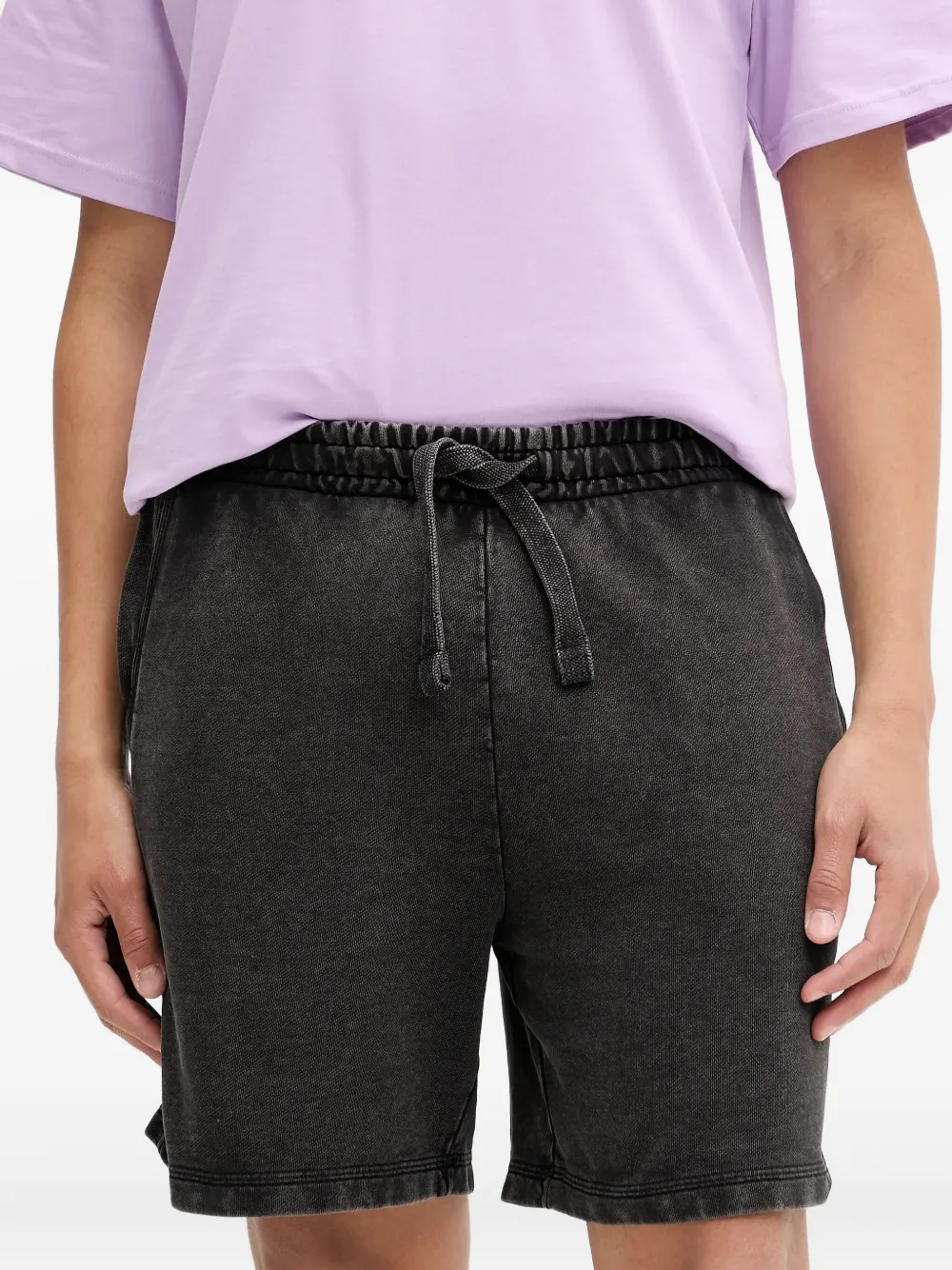 HUGO Shorts met trekkoordsluiting en acid-wassing Grijs