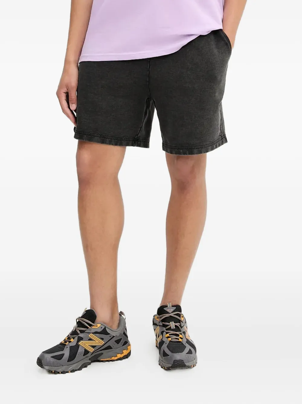 HUGO Shorts met trekkoordsluiting en acid-wassing Grijs