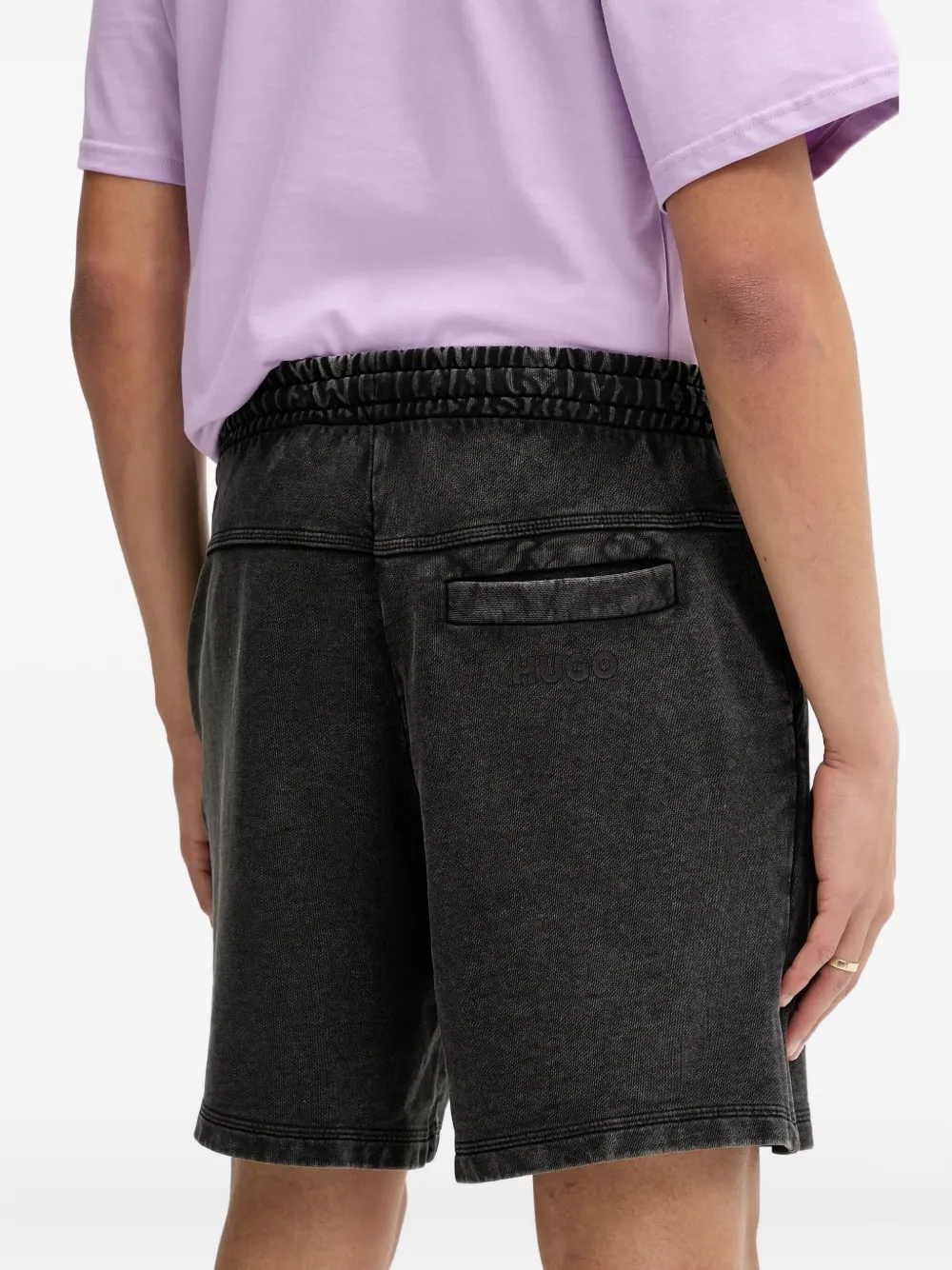 HUGO Shorts met trekkoordsluiting en acid-wassing Grijs