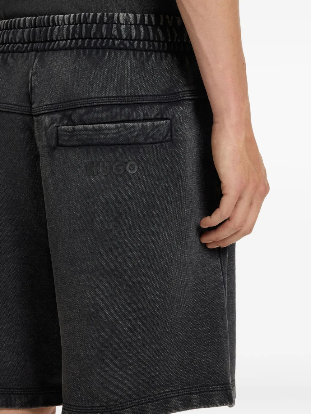 HUGO Shorts met trekkoordsluiting en acid-wassing Grijs