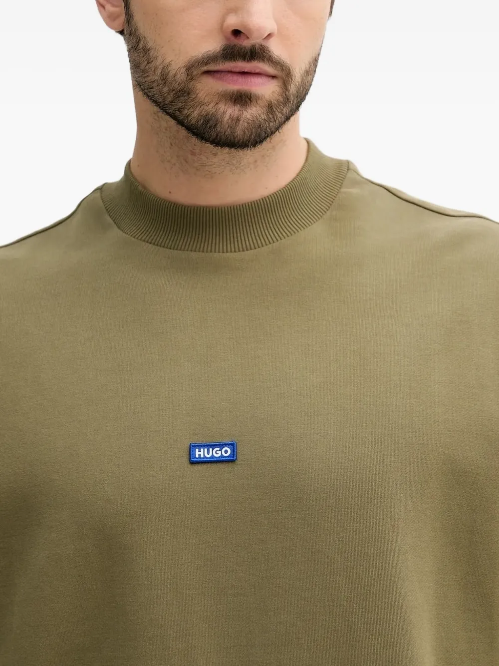 HUGO Sweater met logopatch Groen