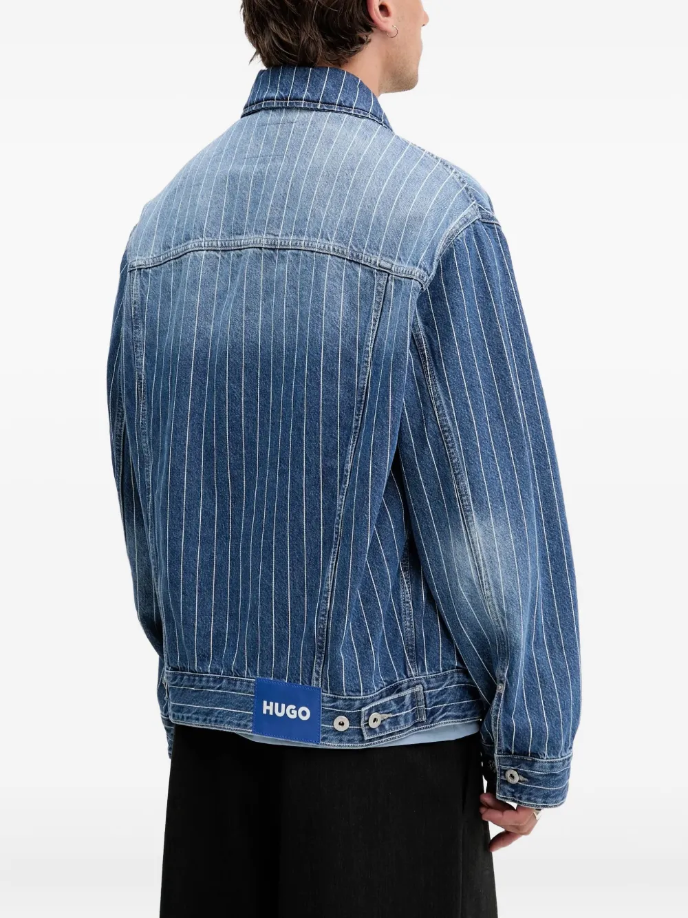 HUGO Denim jack met krijtstrepen Blauw