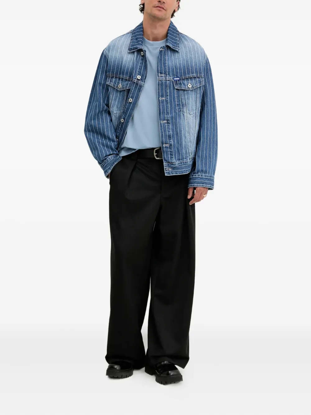 HUGO Denim jack met krijtstrepen Blauw