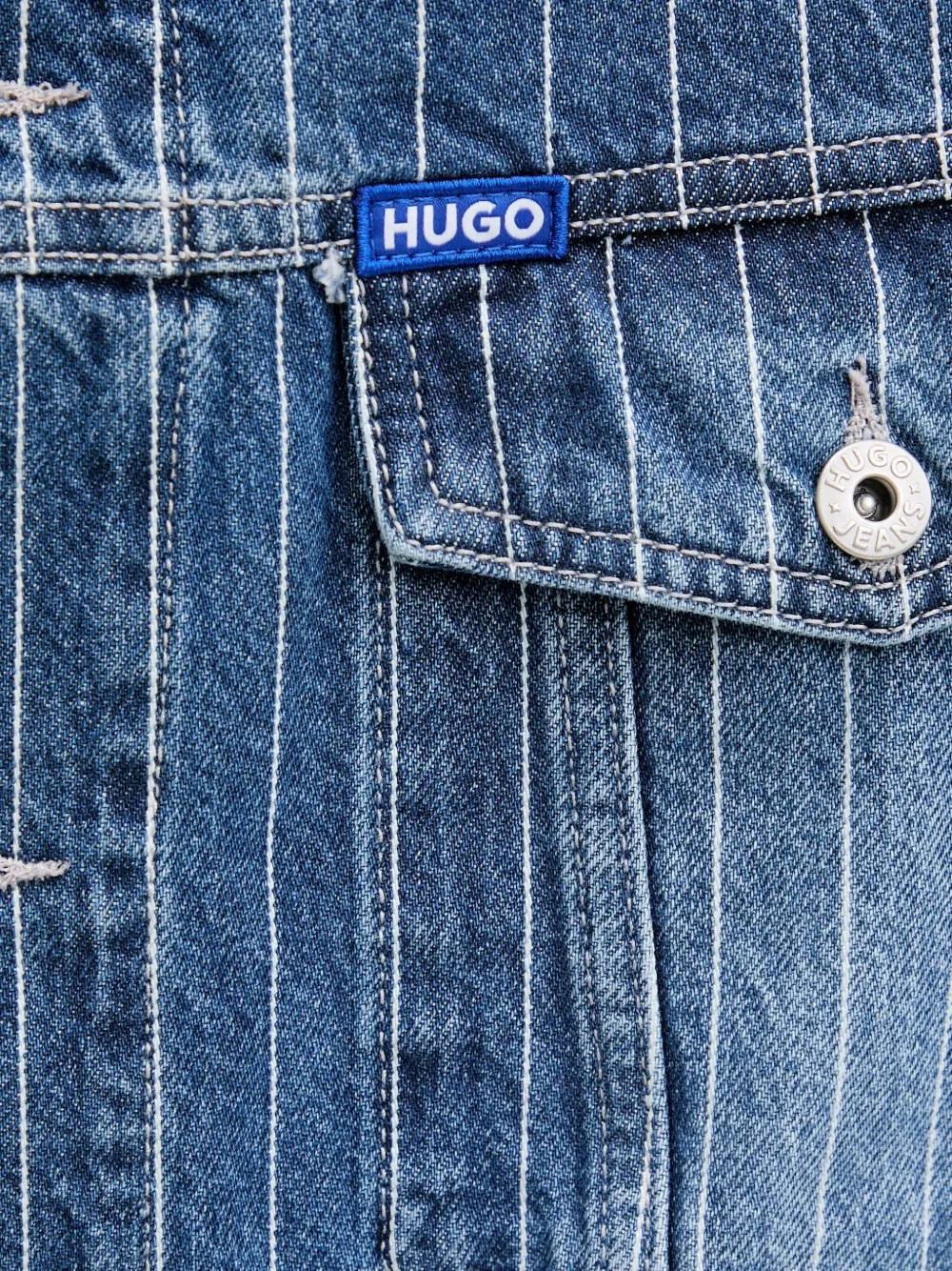 HUGO Denim jack met krijtstrepen Blauw