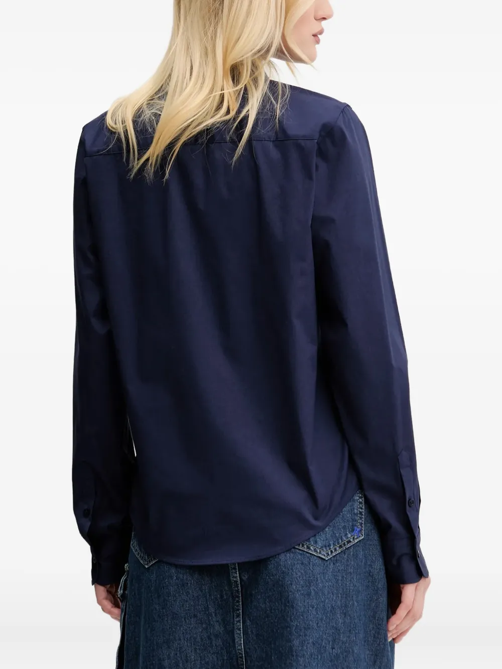HUGO Blouse met geborduurd logo Blauw