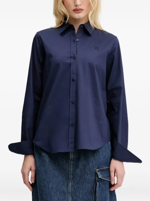 HUGO logo-embroidered poplin shirt