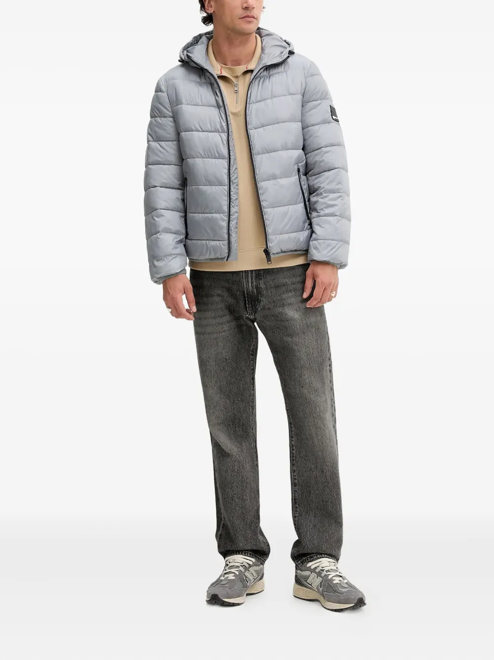 HUGO half-zip high-neck sweatshirt - Beige