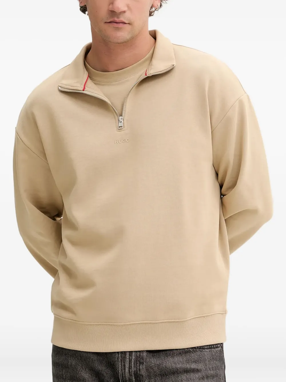 half-zip high-neck sweatshirt