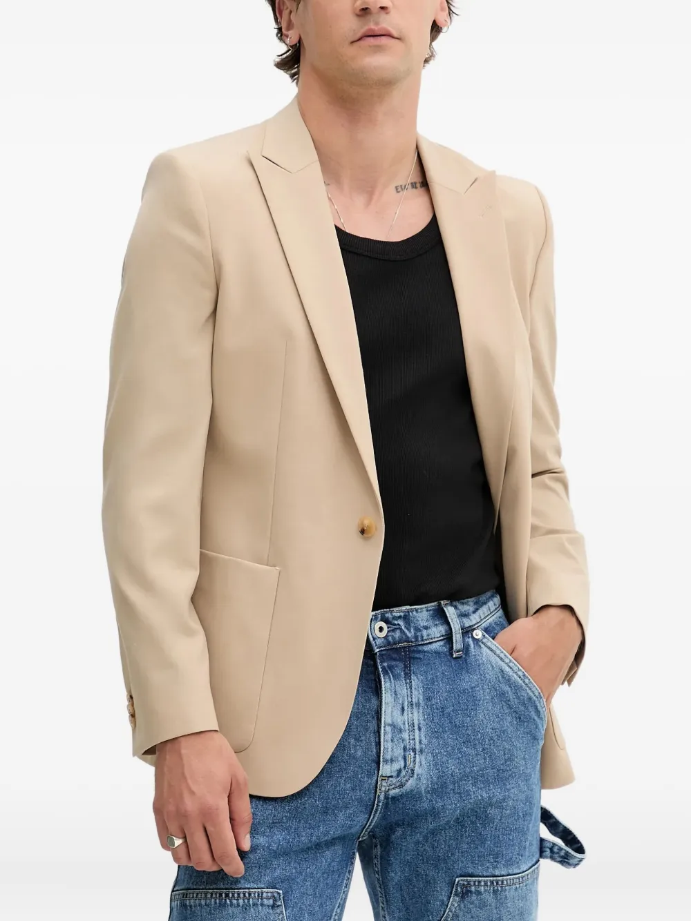 HUGO Blazer met enkele rij knopen Beige