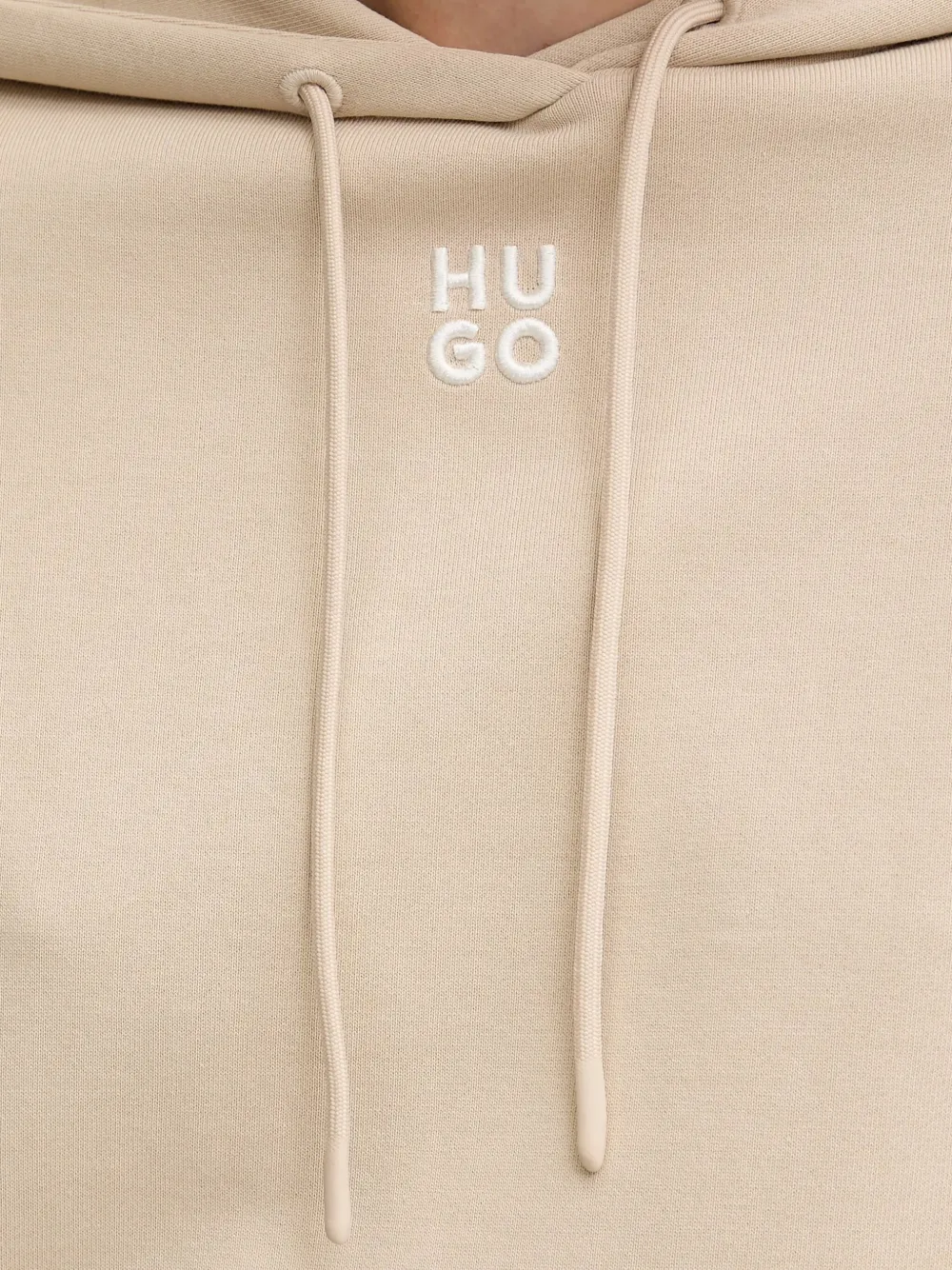 Hugo Boss Logo-embroidered Hoodie In Neutral