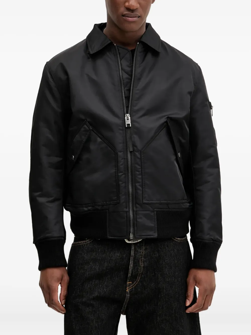 zip-fastening bomber jacket
