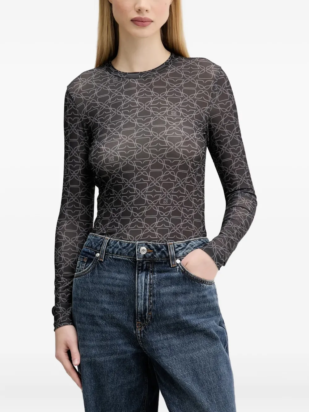 monogram-print long-sleeve T-shirt