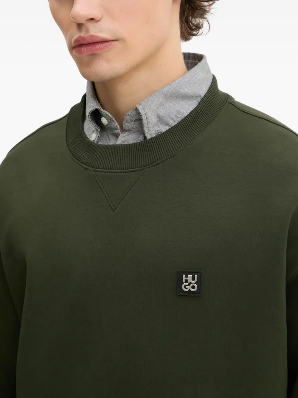 HUGO logo-patch zip-detail sweatshirt Groen