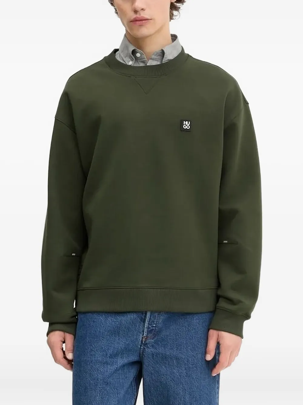 HUGO logo-patch zip-detail sweatshirt Groen