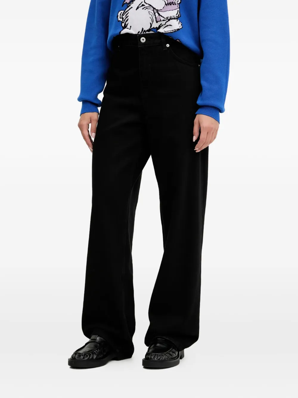 logo-plaque wide-leg jeans