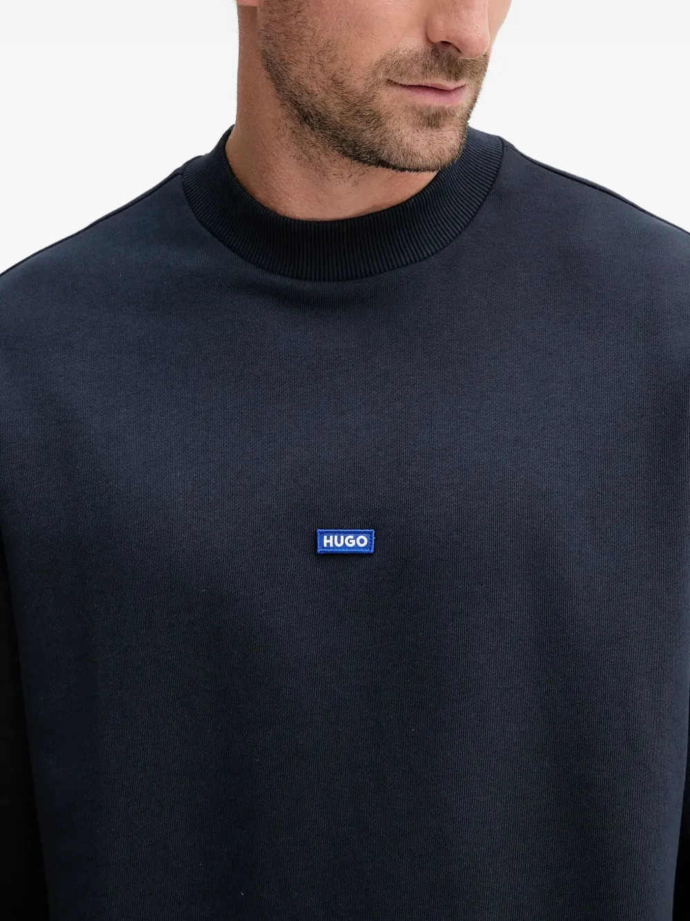 HUGO Sweater met logo-applicatie Blauw