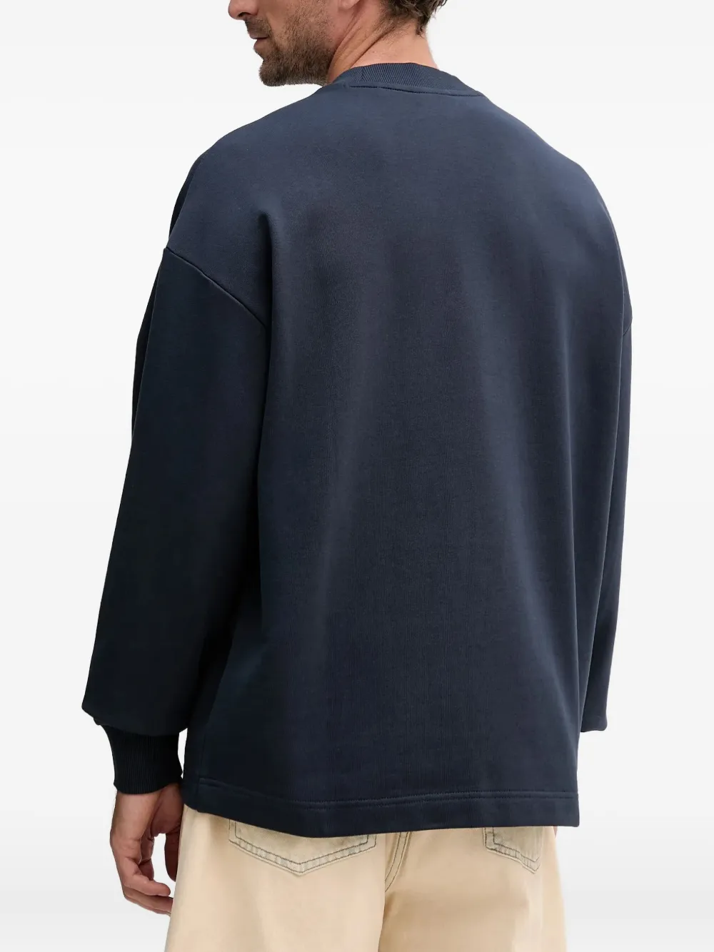 HUGO Sweater met logo-applicatie - Blauw
