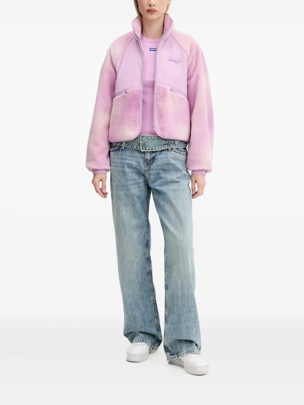 HUGO belted flared-leg jeans - Blauw