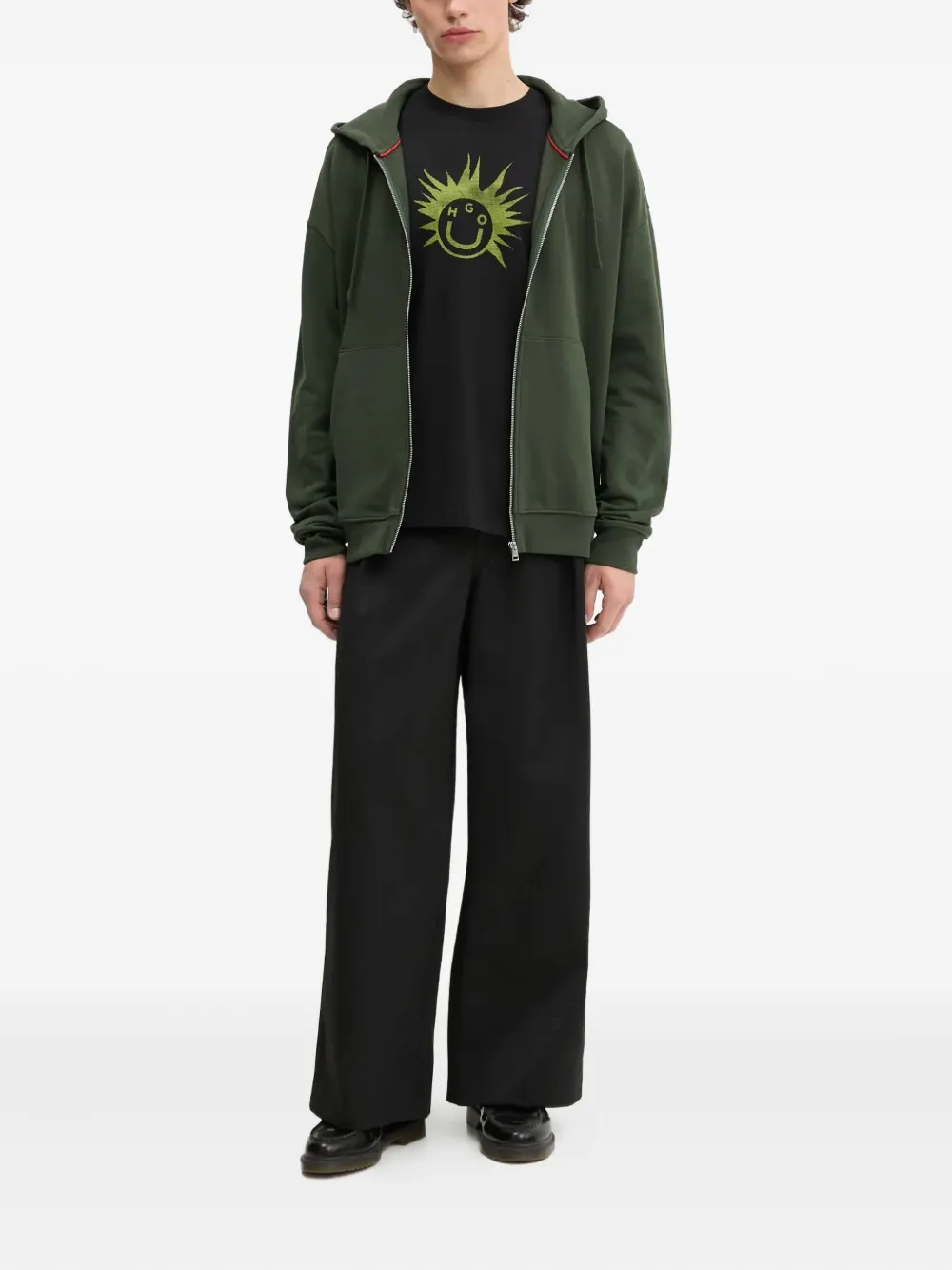 HUGO Hoodie met geborduurd logo Groen