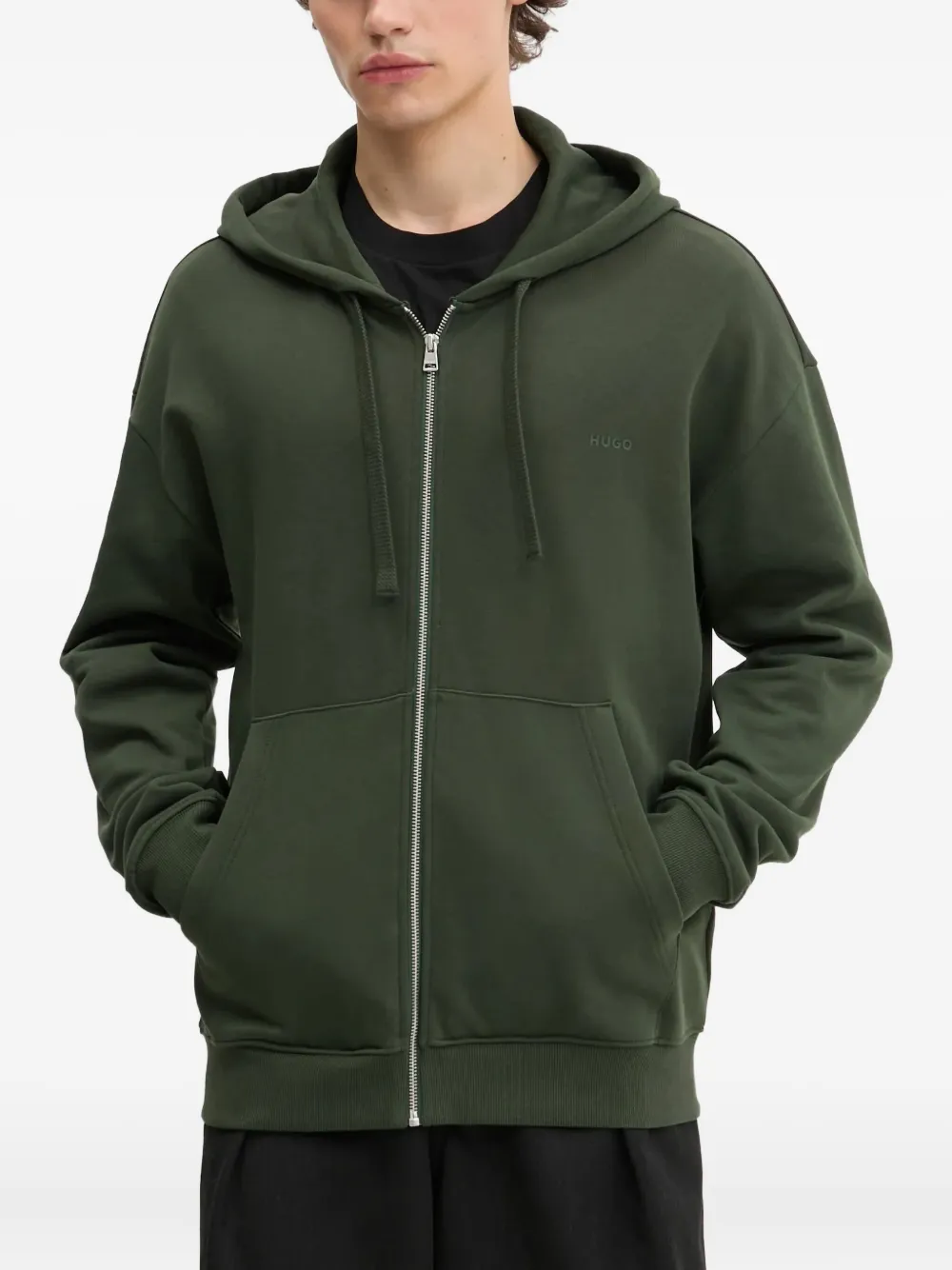 HUGO Hoodie met geborduurd logo Groen