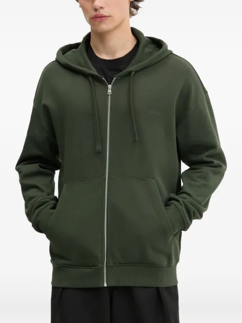 HUGO logo-embroidered zip-up hoodie