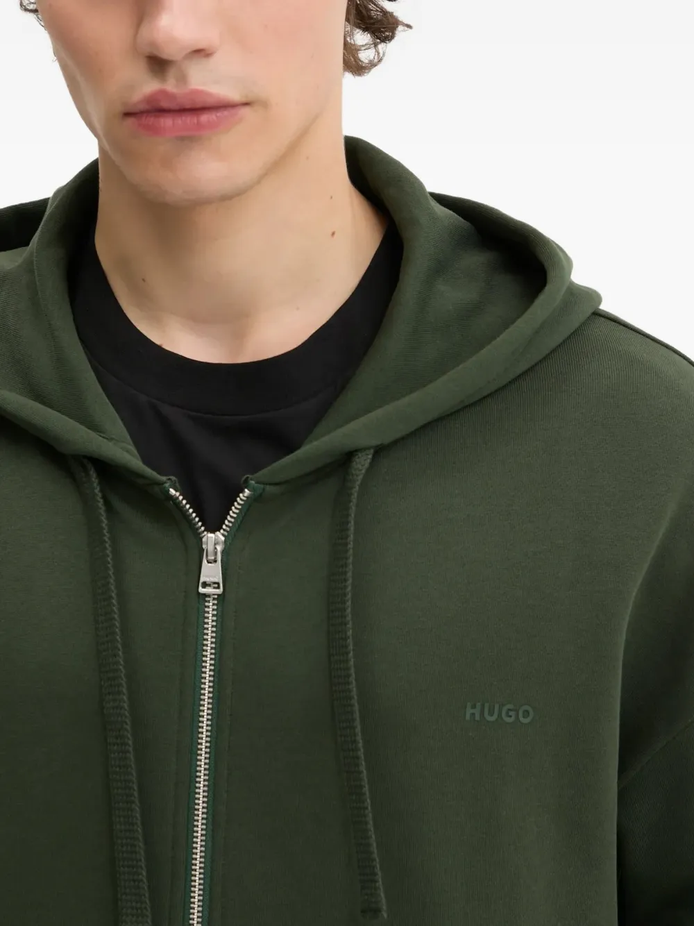 HUGO Hoodie met geborduurd logo Groen