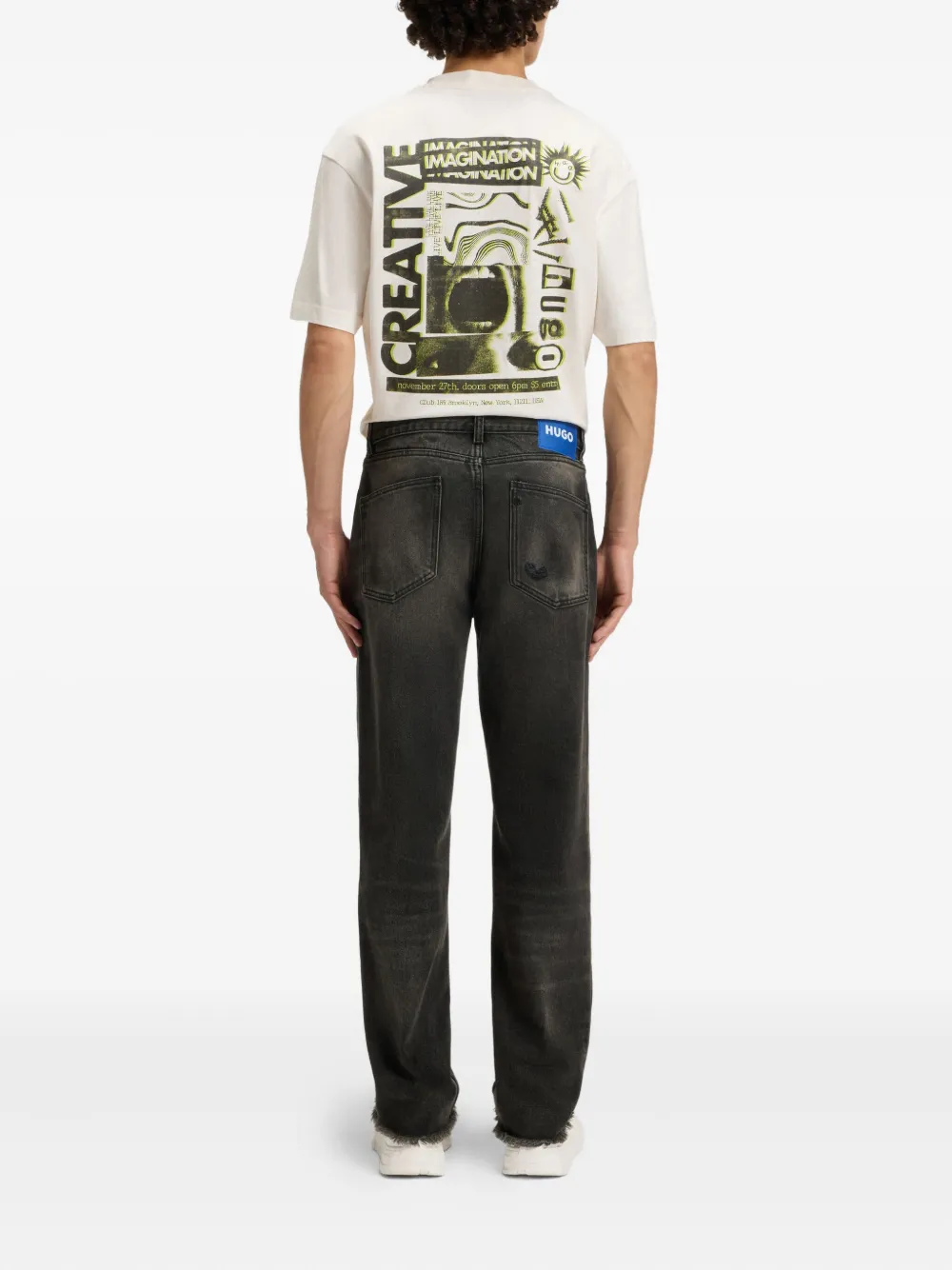 HUGO Gerafelde jeans Grijs