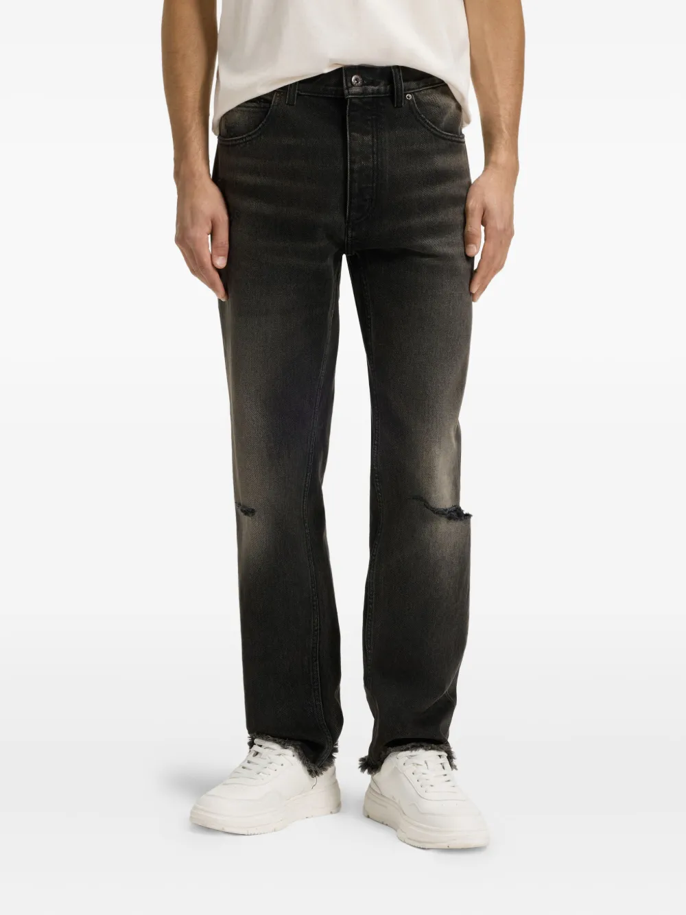 HUGO Gerafelde jeans Grijs