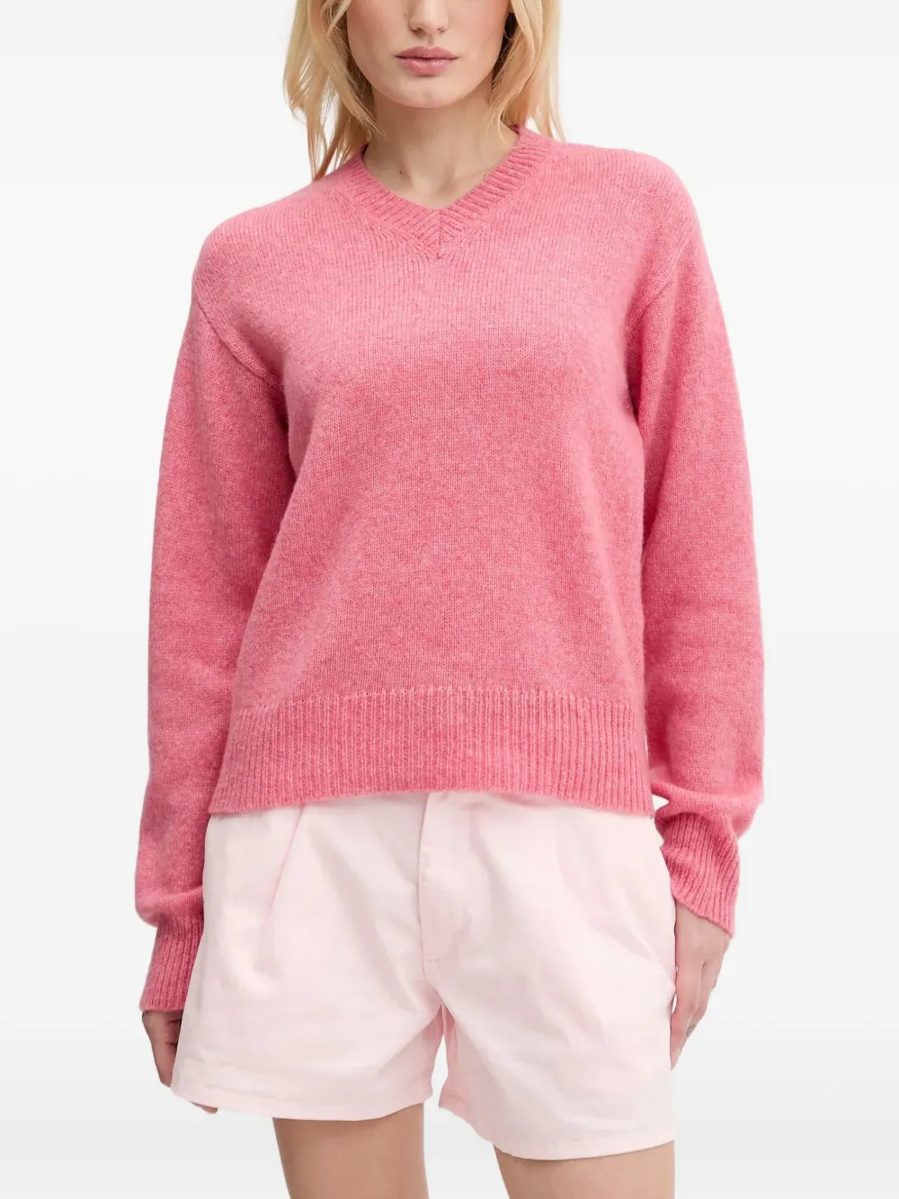 logo-intarsia V-neck sweater