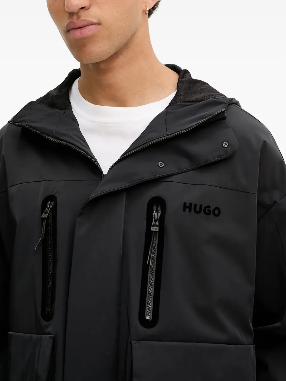 HUGO Jack met capuchon en zak Zwart