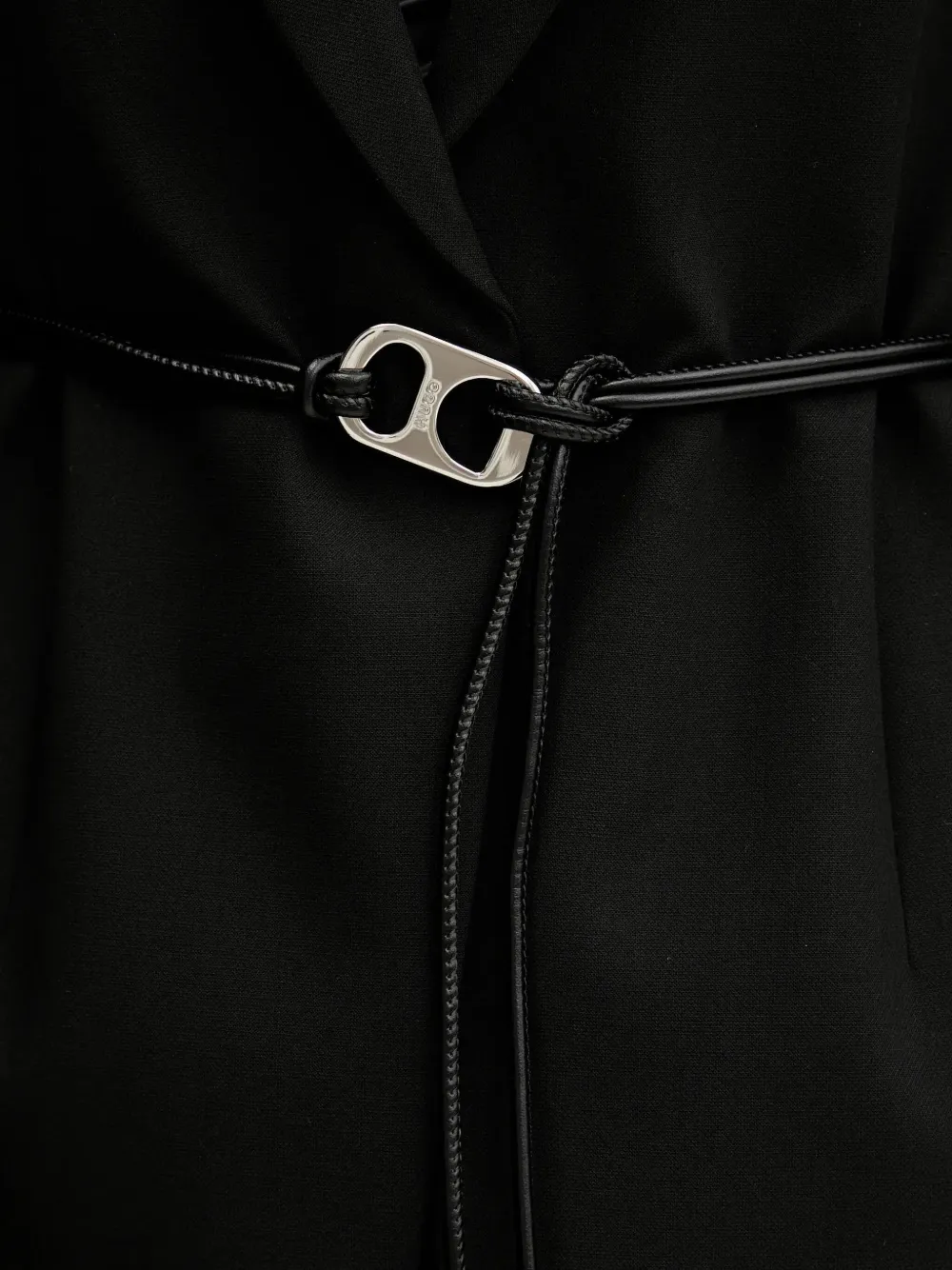 HUGO Blazer met schoudervullingen en ceintuur Zwart