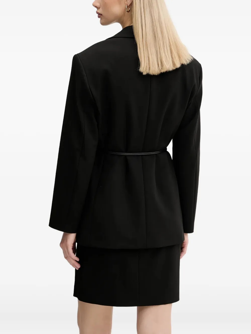HUGO Blazer met schoudervullingen en ceintuur Zwart