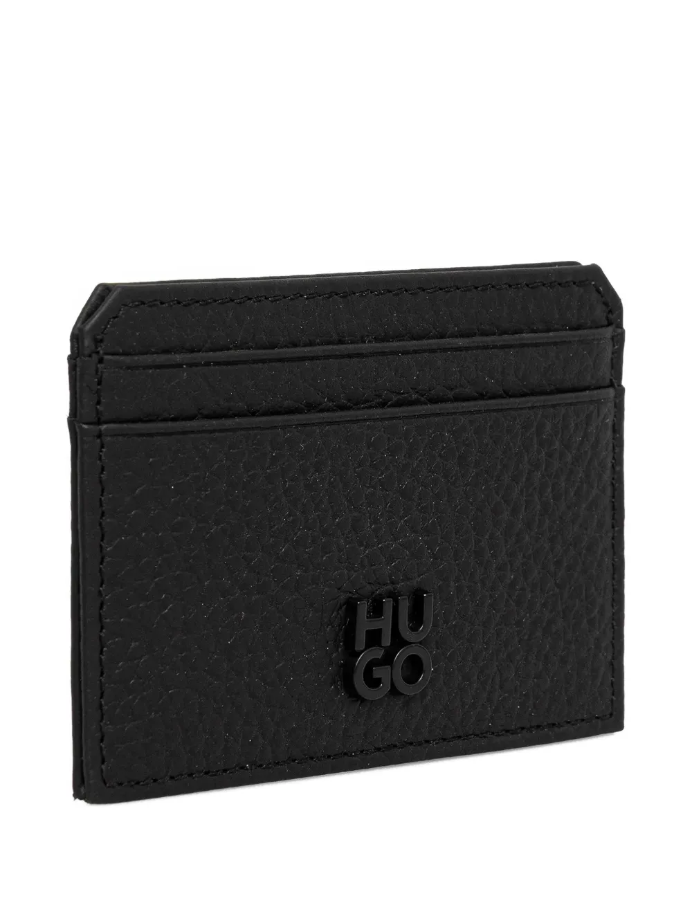 Hugo Boss Logo-plaque Leather Cardholder In Black