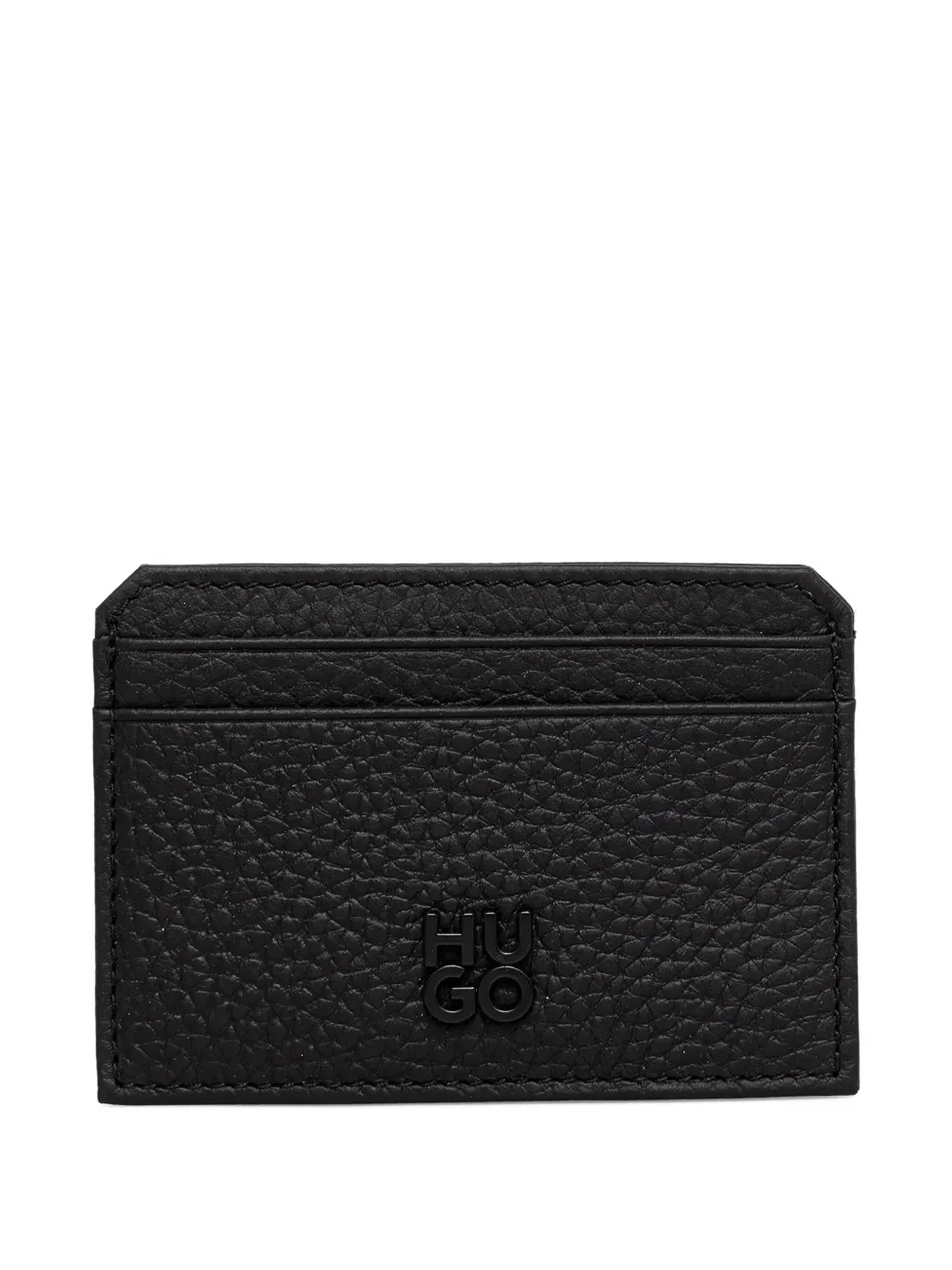 Hugo Boss Logo-plaque Leather Cardholder In Black