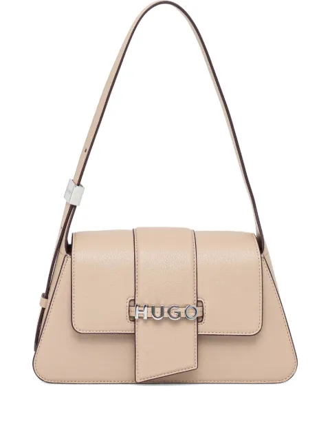 HUGO logo-plaque flap shoulder bag